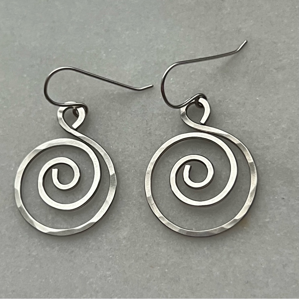 Sterling Silver Hammered Circle Dangle Earrings